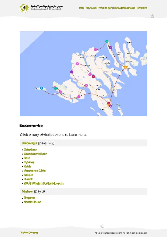 example page 4 from our offline Travel Guide for Faroe Islands